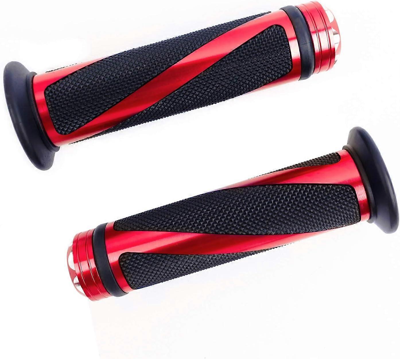 (red)22MM 2pcs Handlebar Grips Universal Anti-Slip Rubber Motorcycle Grip for Motorcycle Scooter Quad Cruiser Off Road