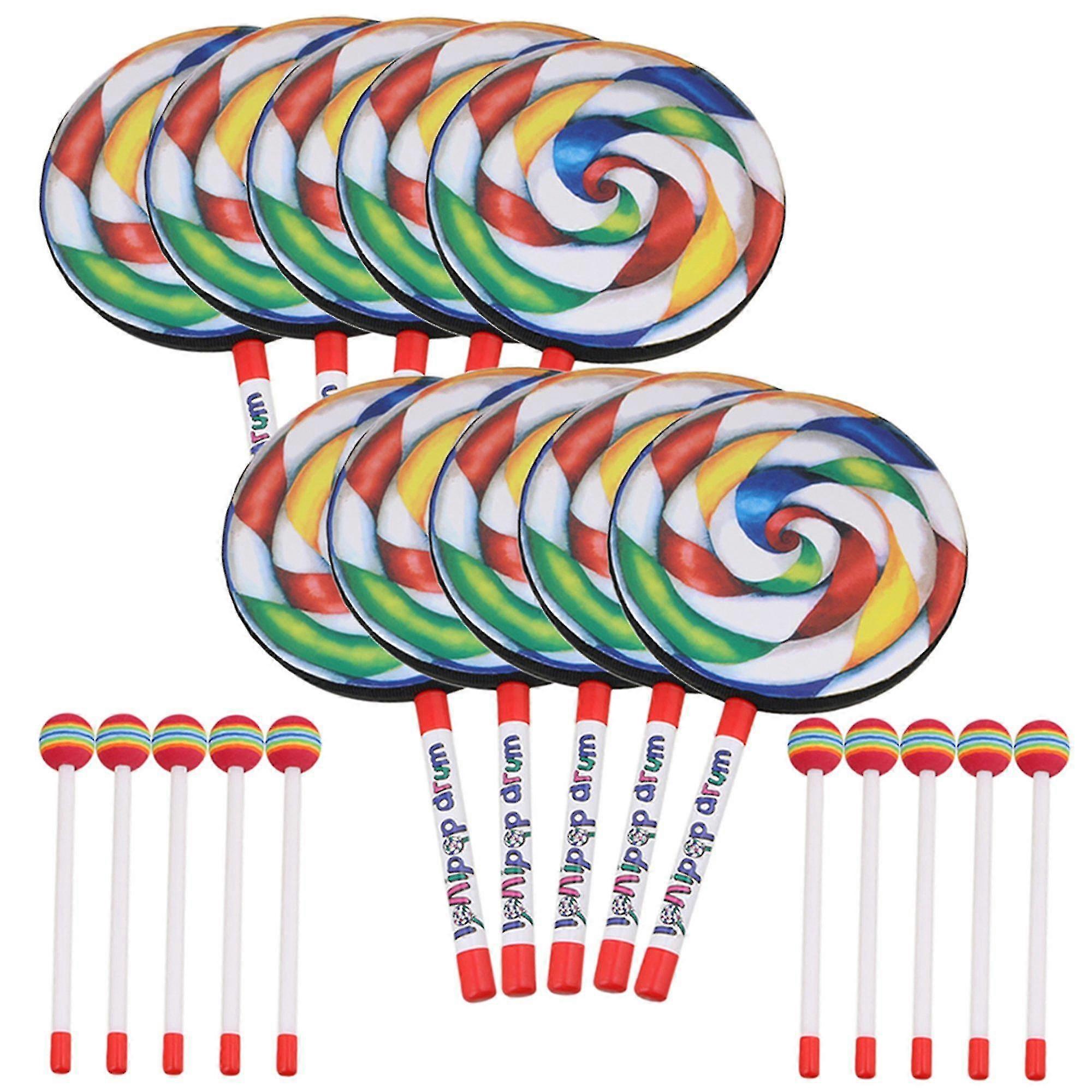 10 peças 7,9 polegadas Lollipop Forma Tambor Brinquedos de Educação de Percussão para crianças