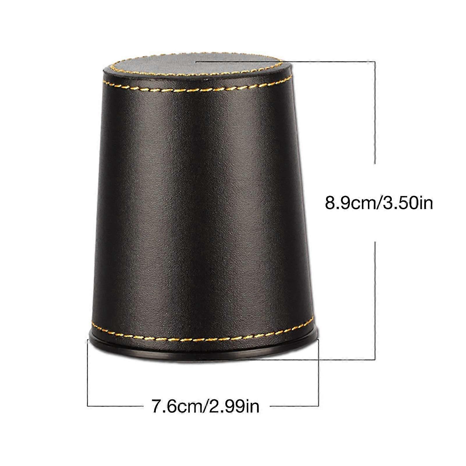 Dice Cups Game Dice Set, Felt Lined Pu Leather Dice Rolling Cup Velvet With 5 Standard Dot Dices Quiet Shaker For Bar