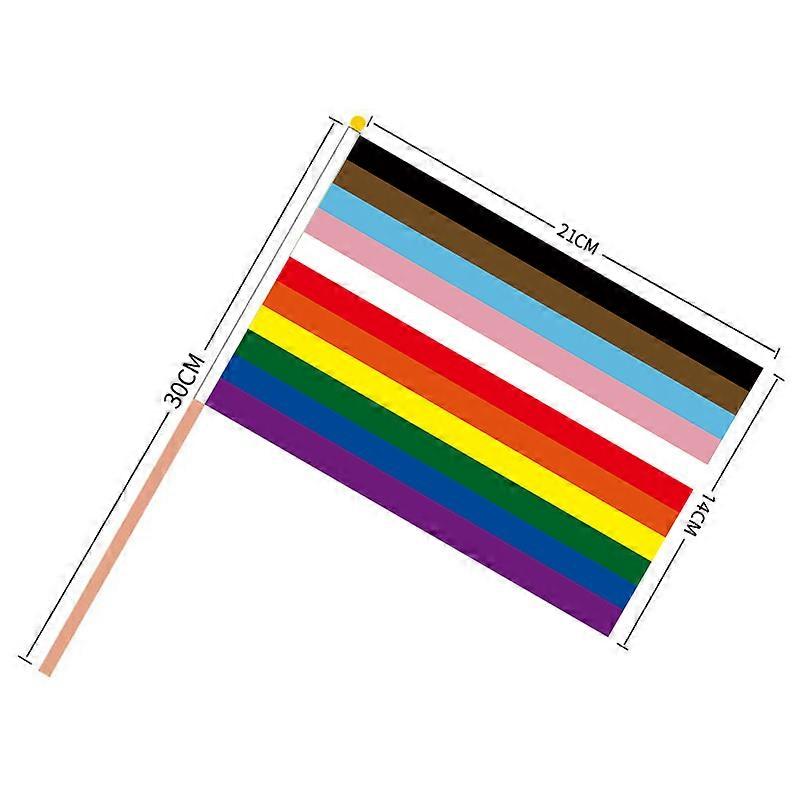 Aerxrbraeカスタムハンドフラグ100個14 * 21cmプラスチックスティックレインボーゲイレズビアン同性愛者バイセクシュアルプライドバナー