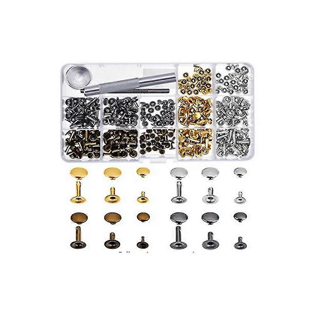 180pcs Leather Rivets Snap Buttons Single Rivet Fasteners With Installation Tools For Diy Crafting Repairing Decoration