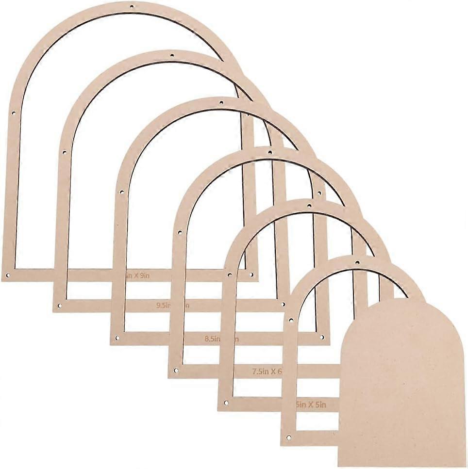 6 Pcs Stained Glass Arch Layout Frame 6 Size Handcrafted Colored Glass Frame Creative Art Glass Fixed Frame Arch Shaped Staine Glass Cutting Auxiliary