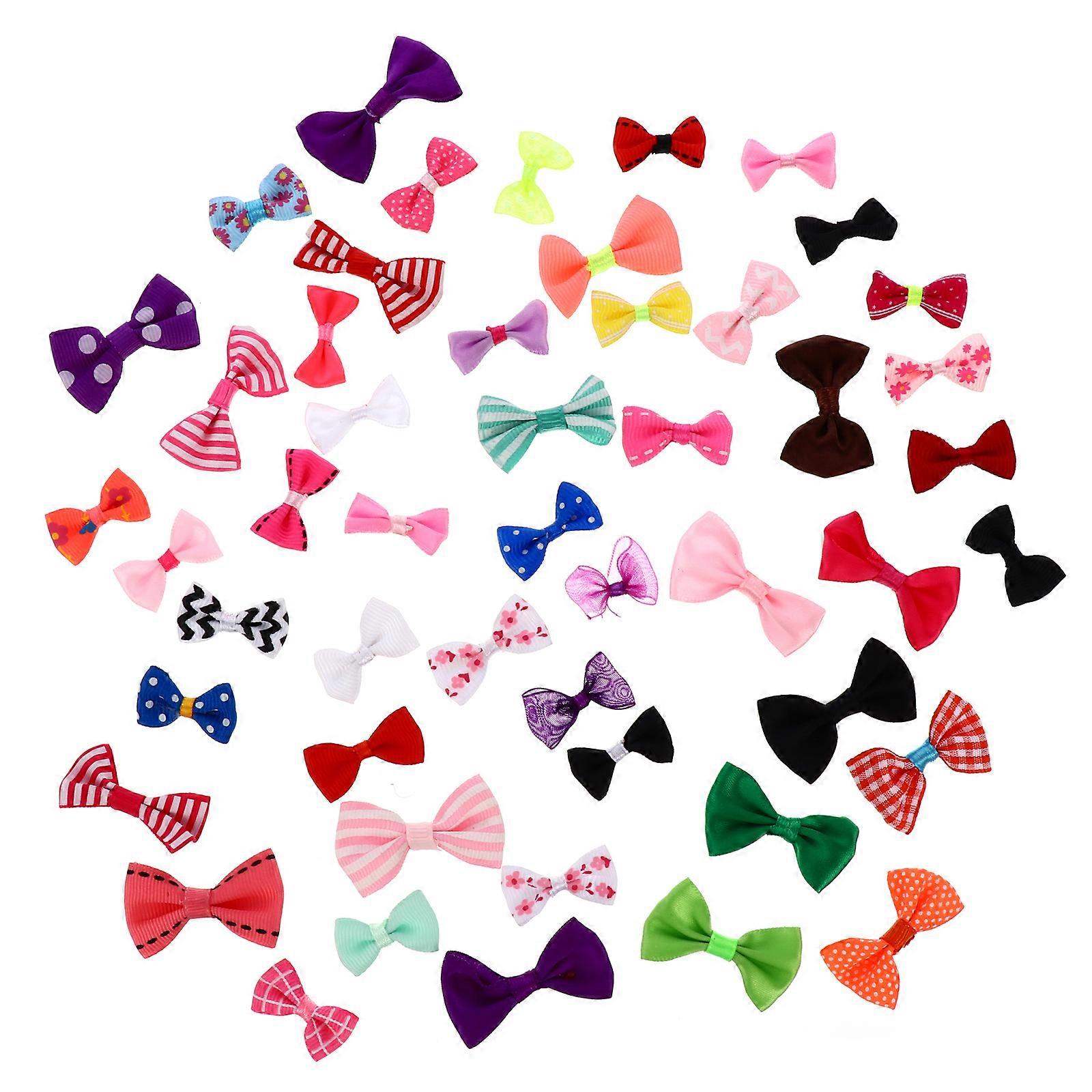 100Pcs Mini Ribbon Bows Small Size Decorative Bows DIY Craft Bow (Random Color)
