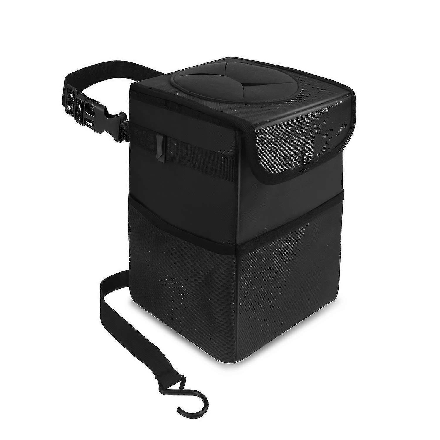 Car Trash Bag Garbage Can With Lid,foldable Vehicle Trash Bin,black