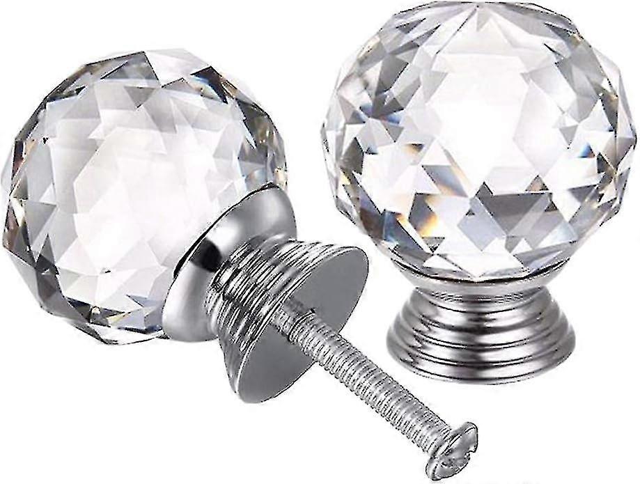 4pcs Crystal Knobs, 40mm Door Knobs Diamond Shape Design Crystal Glass Knobs Cupboard Drawer Pull Kitchen Cabinet Door Wardrobe Handles Hardware