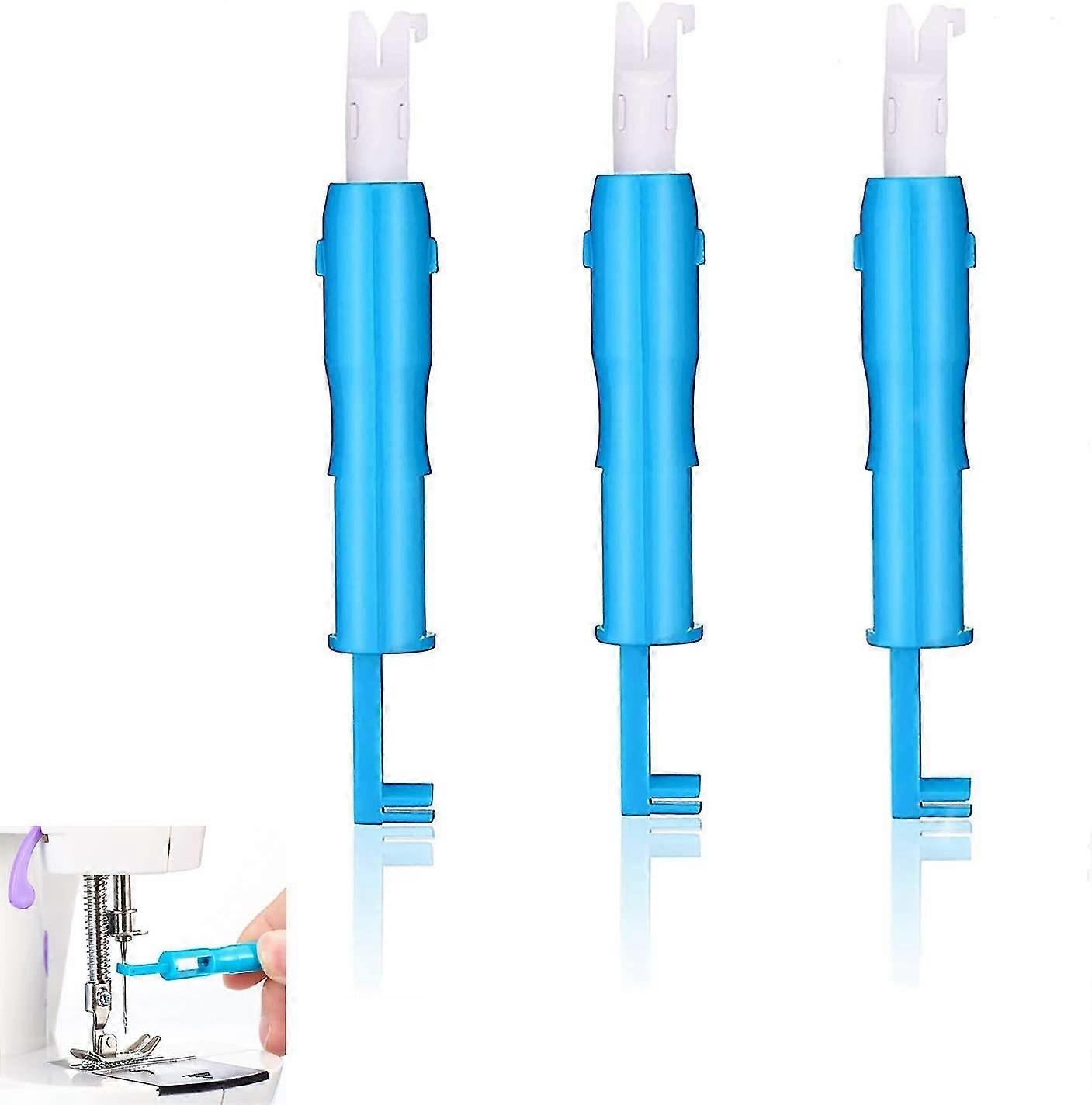 3-Piece Needle Threader, Sewing Machine Needle Inserter, Quick Sewing Machine Threader Tool, (Blue)