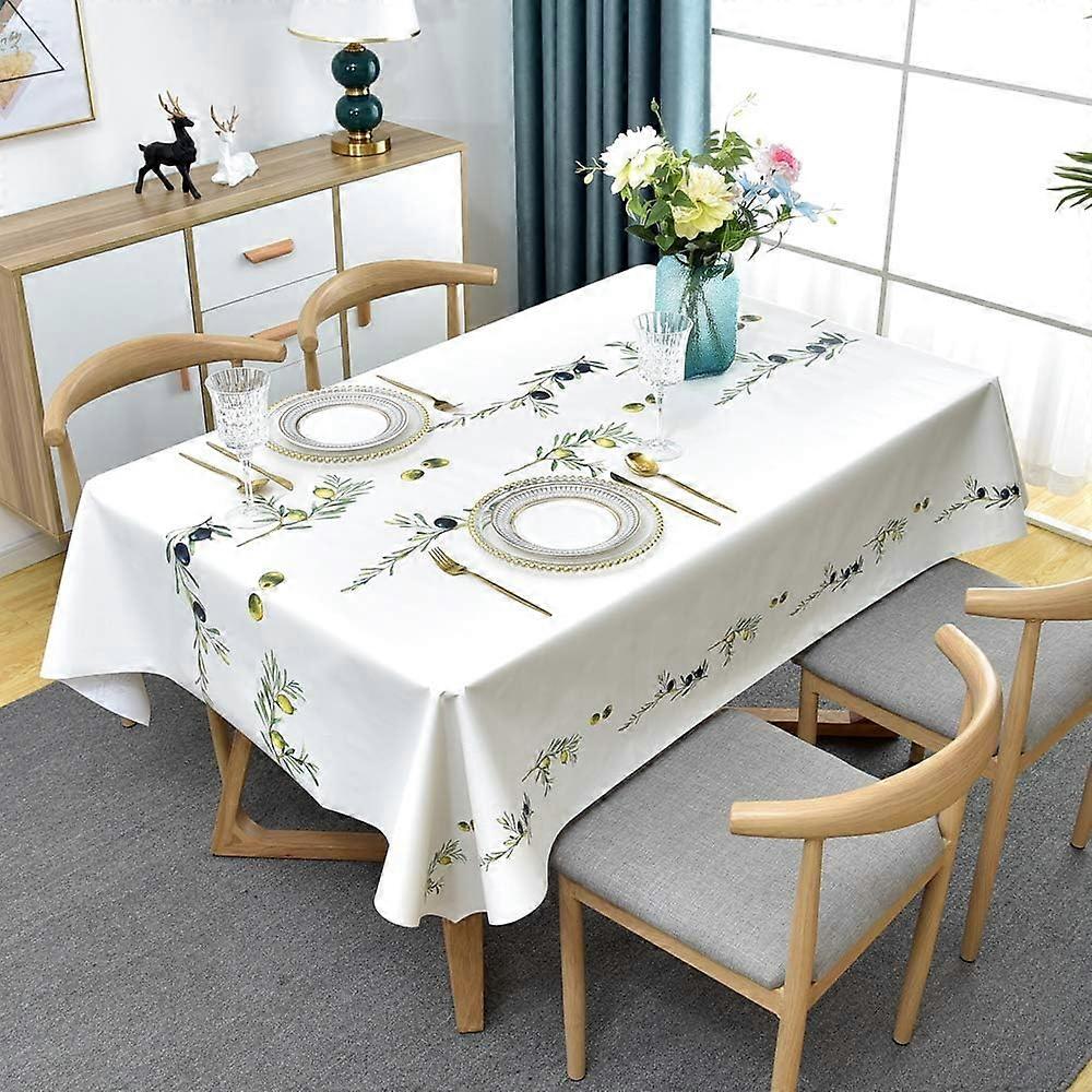 Washable plastic PVC tablecloth is used for kitchen, picnic, outdoor, waterproof rectangular table protector (137 x 2