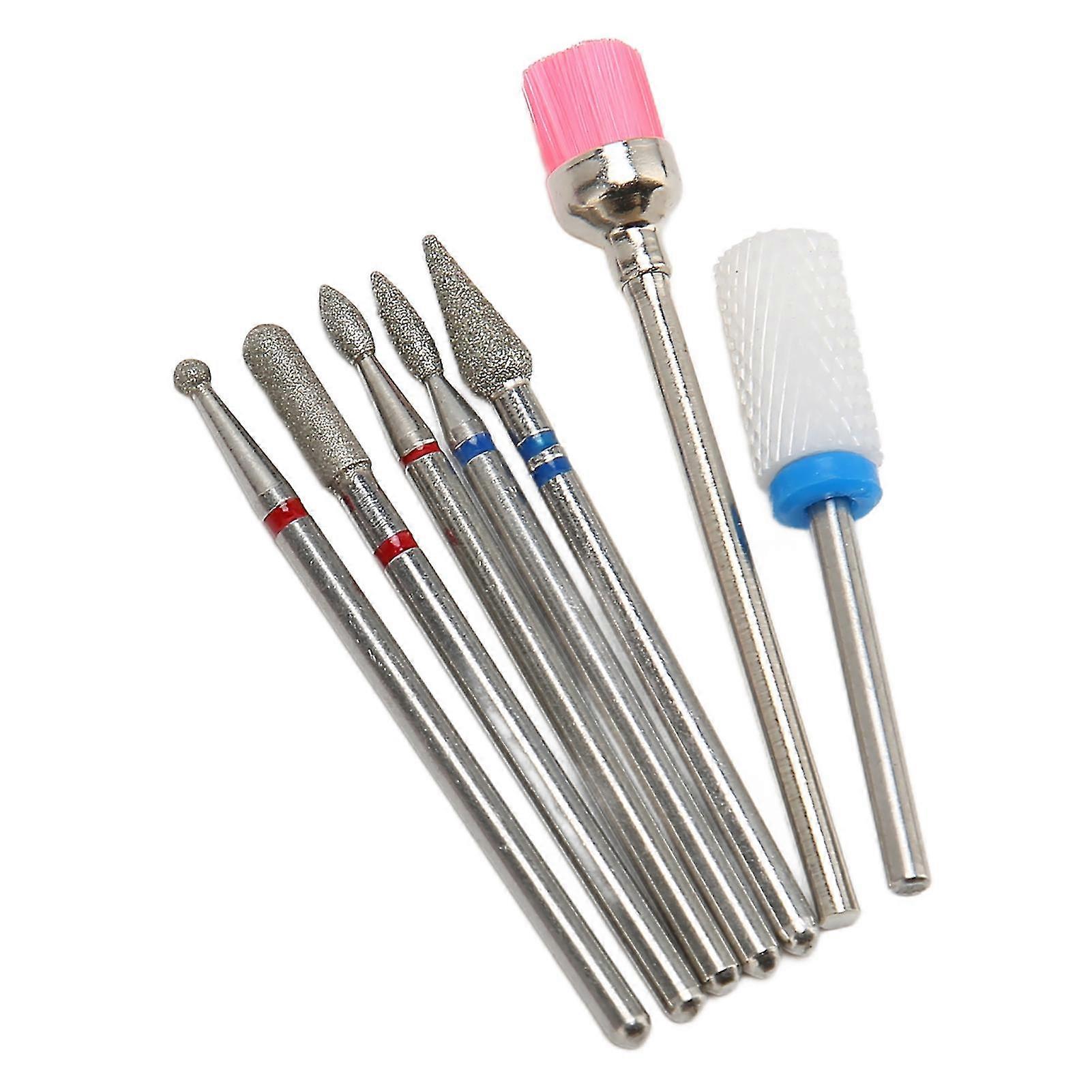 Nail Drill Bits Tungsten Ceramic Manicure Tool Set For Both Hands - 7 Piece Set