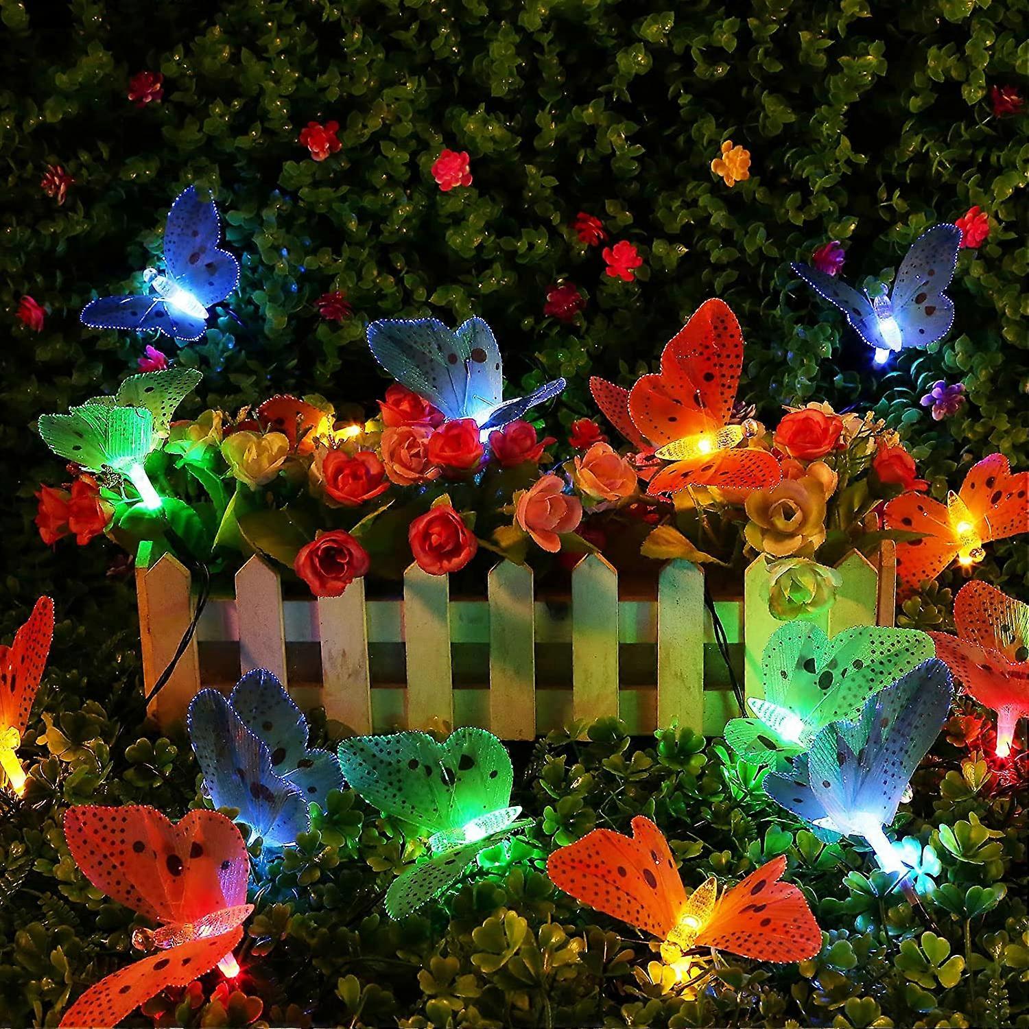 Solar String Lights, 6M Butterfly Solar Lights 20 LEDs Waterproof and Long Lasting, 2 Lighting Modes Solar Powered Outdoor String Lights for Patio, Ya