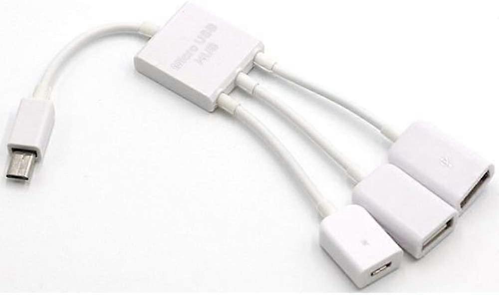 3 i 1 USB OTG-kabeladapter, 3 i 1 Micro USB HUB-adapter med strm 3-portars laddning OTG-vrdkabelkabeladapter Micro USB Hub USB OTG-frlngning Adapt