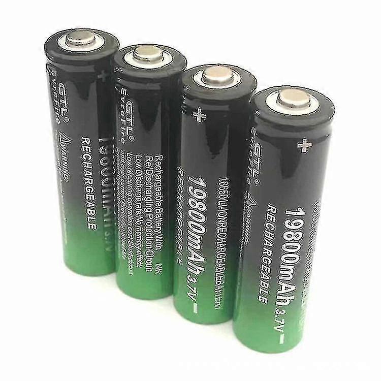 4 Pcs 18650 Battery 19800mah3.7v Flashlight Rechargeable Battery