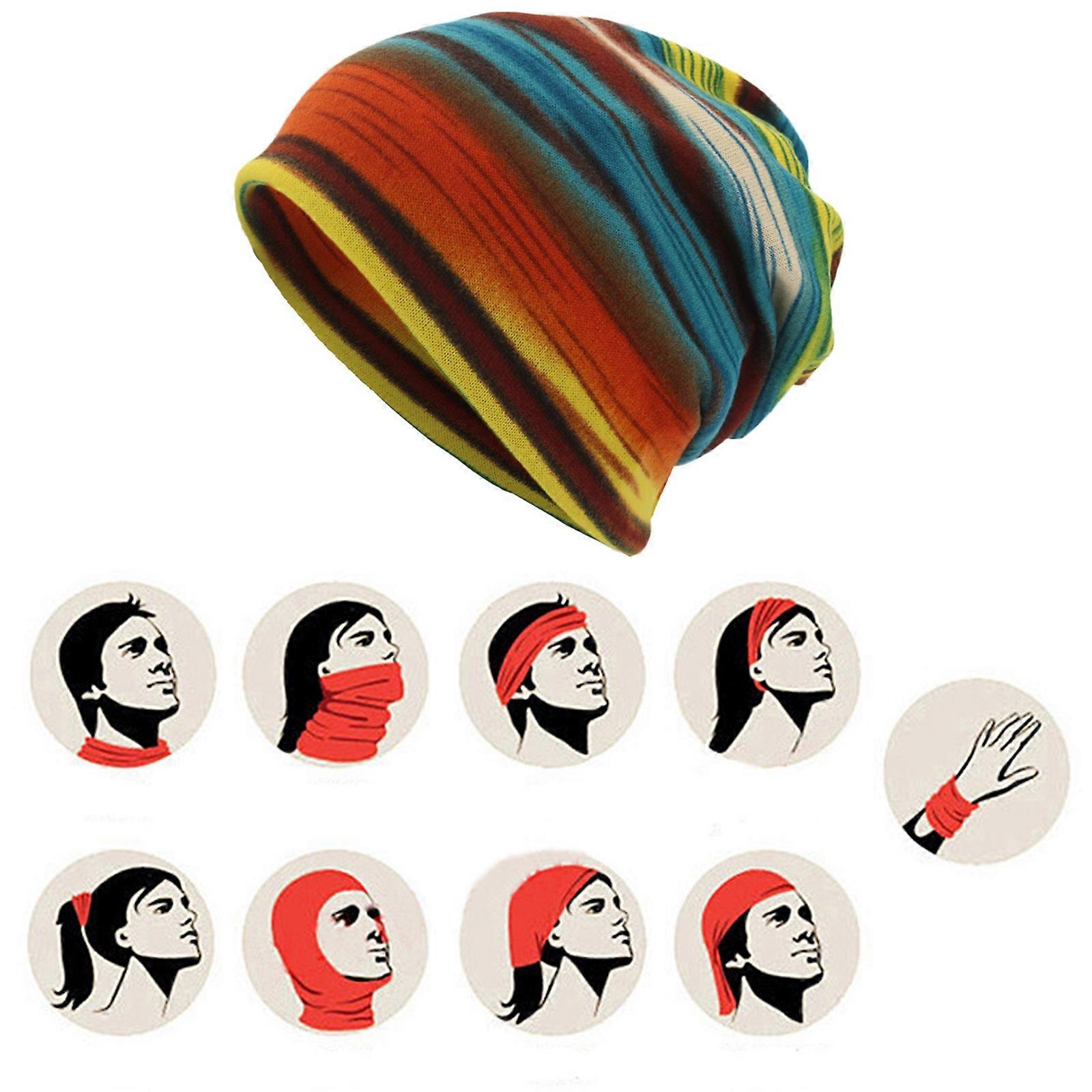 Beanie Thin Plain Knit Hat Print Keep Warm Dual-use Multicolor Stripe One Size For Men Women Cotton Cap