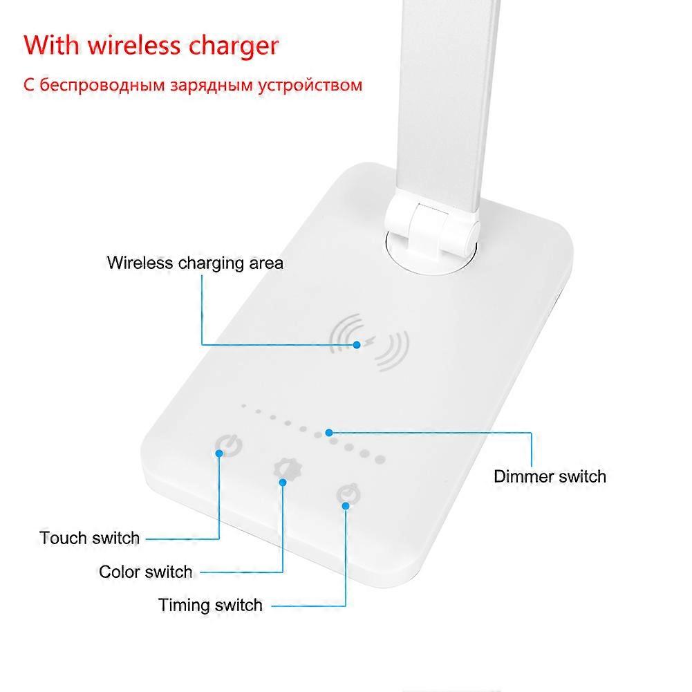 Lampe de bureau LED pliable rotative à intensité variable, interrupteur tactile, DC 5V, port de charge USB, lampe de lecture, minuterie
