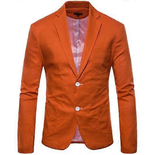 Men's single-breasted two-button suit jacket in solid color
