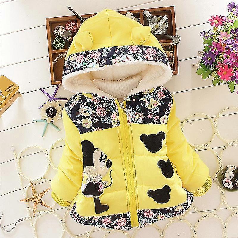 Kid Girl Minnie Acolchoado Casaco Com Capuz Jaqueta Puffer Inverno Quente Outerwear
