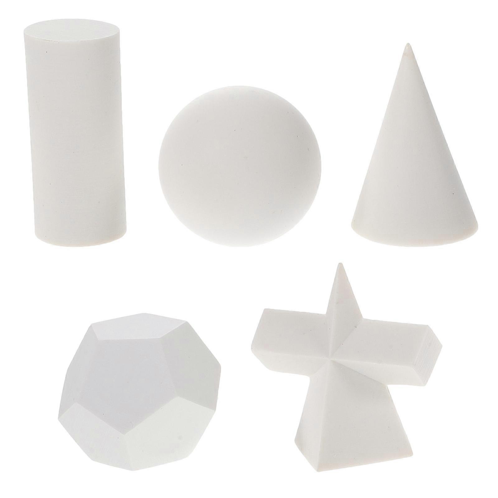 5pcs Various Shape Geometry Sketch Model Resin Craft Geometric Prop Simulation Gypsum Geometry Model