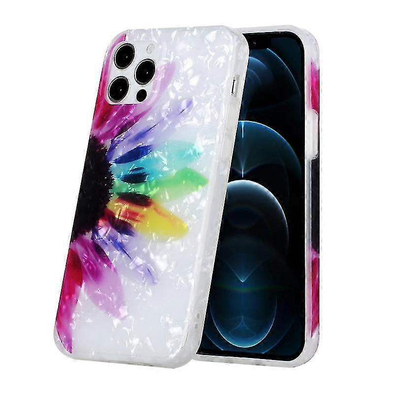 For Iphone 12 Pro Max Shell Texture Pattern Full-coverage Tpu Shockproof Protective Case(colorful Sunflower)