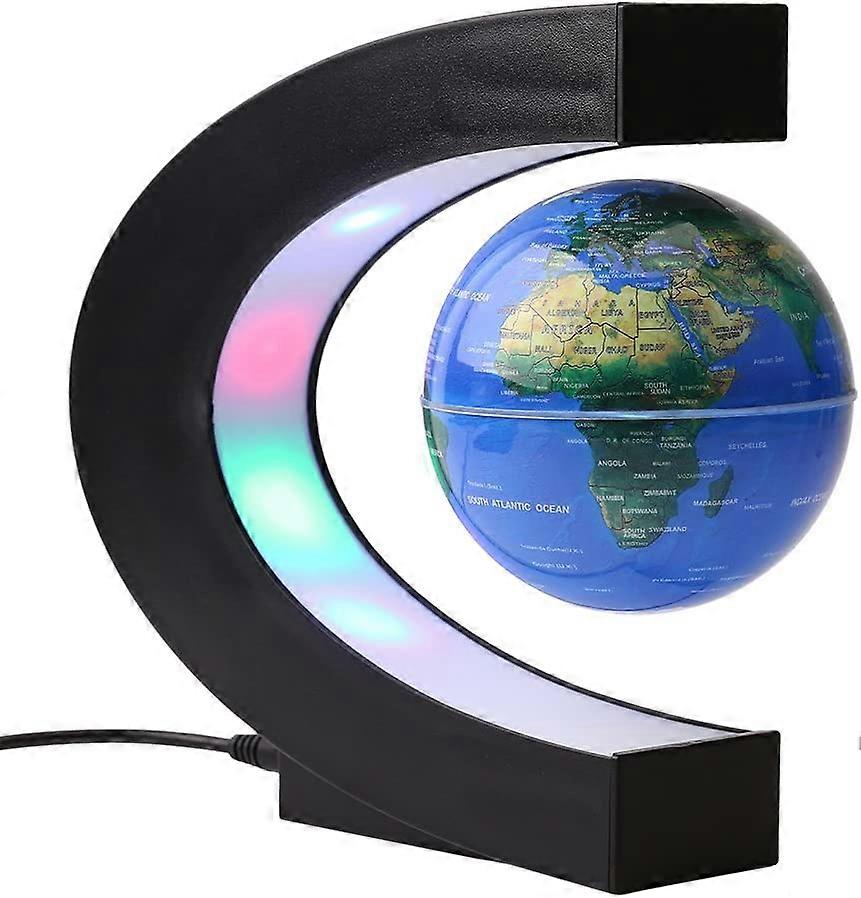 Neues Produkt, Magnetschwebender Globus Floating World Globe Map C Form Ständer mit 4 farbigen LED-Nachtlichtern - Geographie Unterricht Demo, Kinder Geschenk, Büro