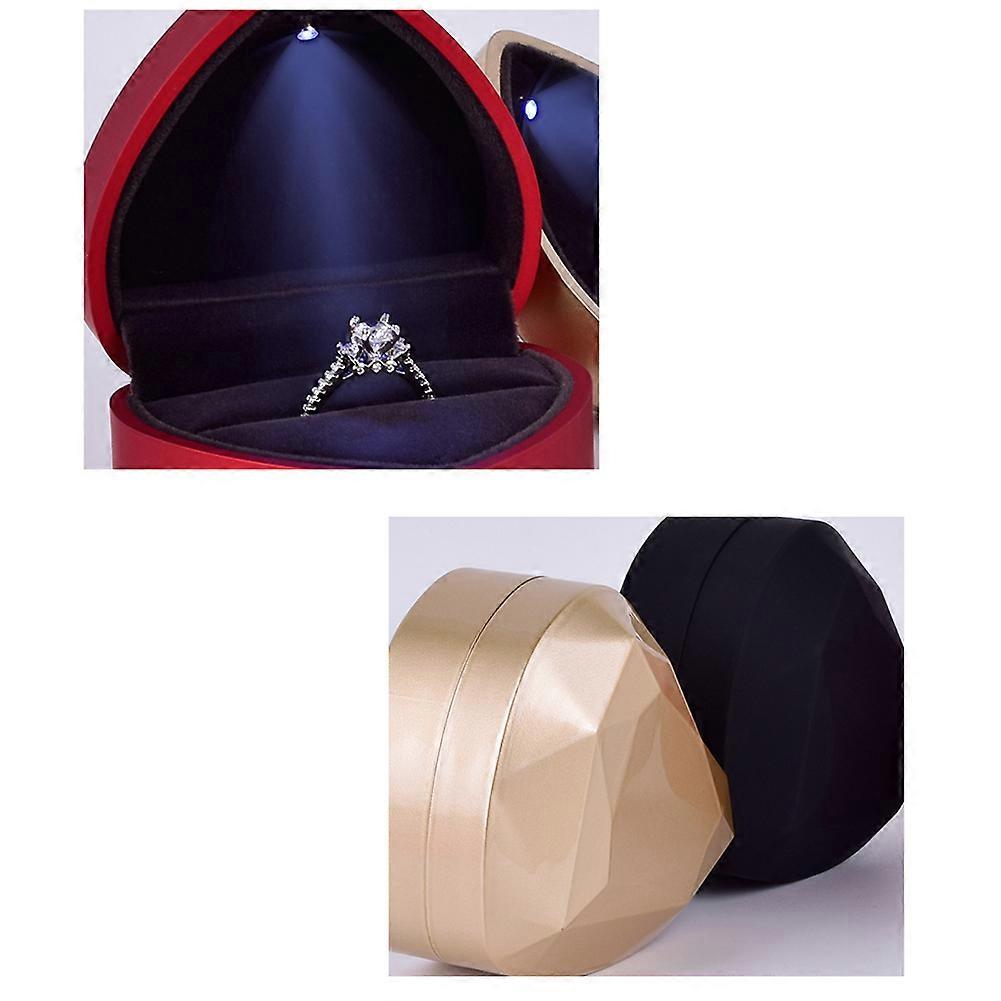 Diamantový prsten Box s LED světlem Sametové šperky Dárek Svatební Návrh Zásnuby