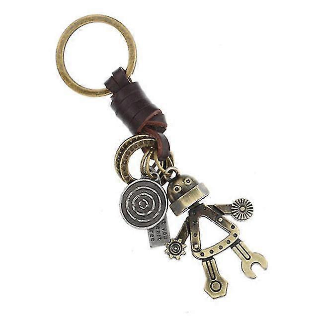 Kid's Robot Pattern Leather Keychain