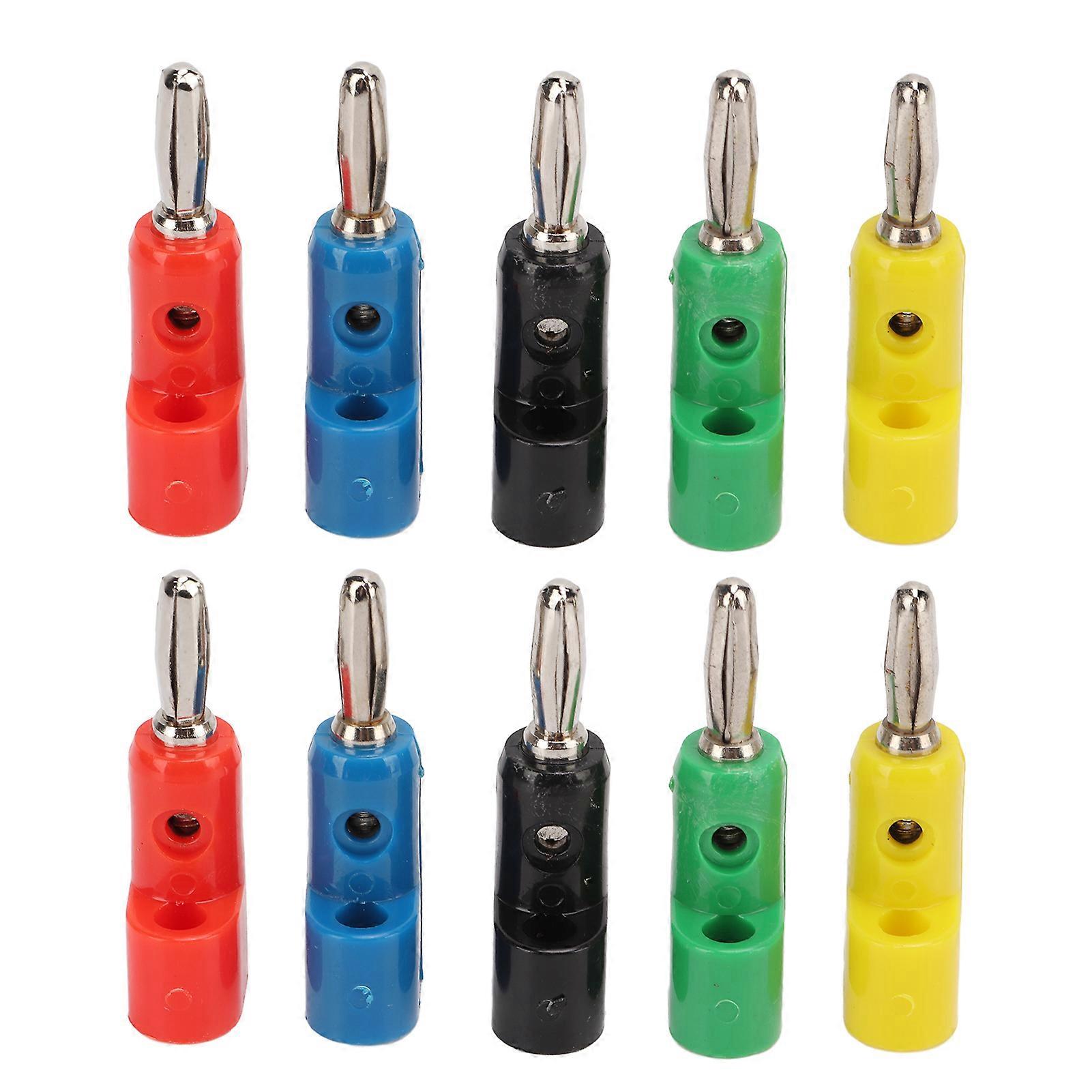 10Pcs 4mm Banana Plug Stackable Speaker Plugs Quick Connectors Universal for Ships RVs Trucks Audio Receiver