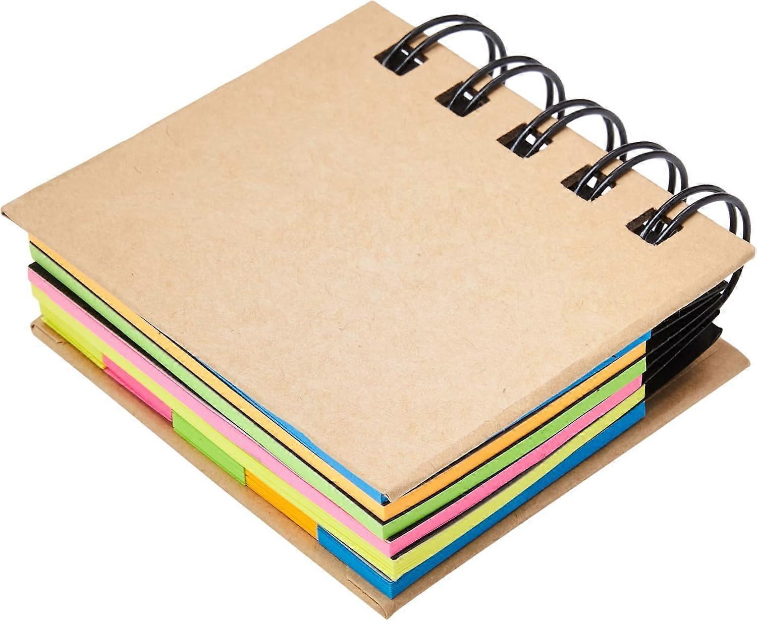 Sticky Notes Box Multi Memo Notepad Portfolio, 5 Colours, Brown,7 x 7.5 x 2.3 cm