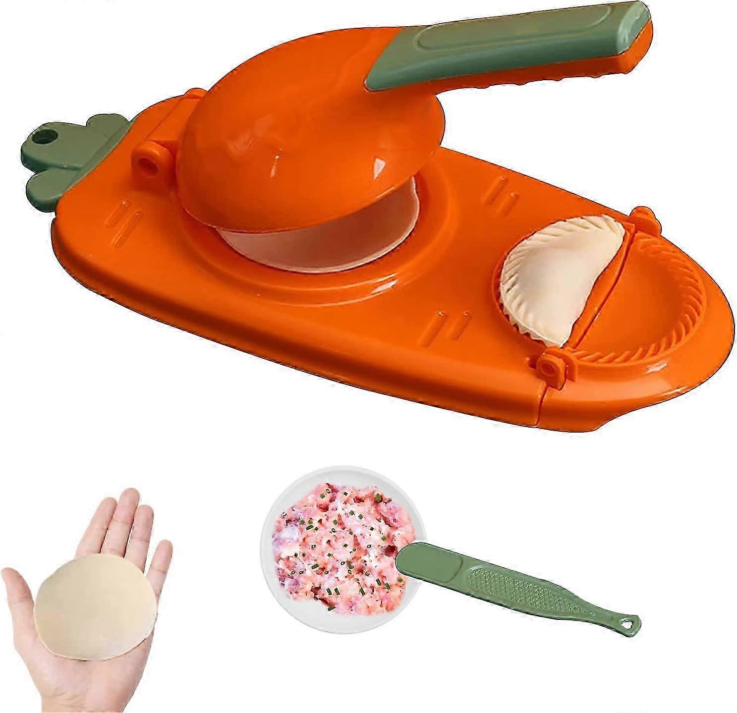 2 in 1 Dumpling Maker, Orange2023 New Dumpling Maker Machine, Household Automatic Dumpling Maker, Manual Dough Presser,Maker Press for Pressing Dumpli