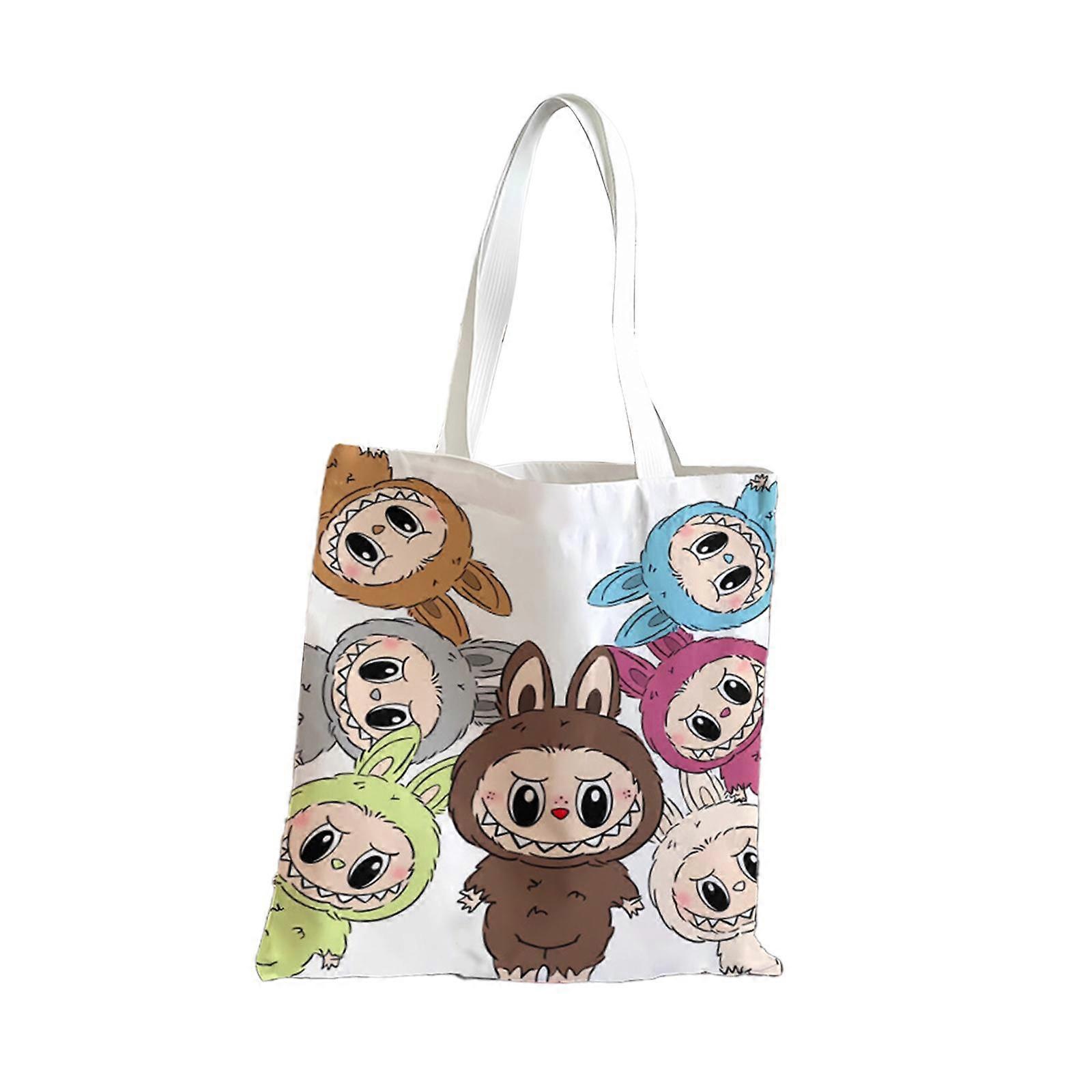 حقيبة كتف نسائية أنيقة حقيبة قماش Labubu للعمل في الهواء الطلق