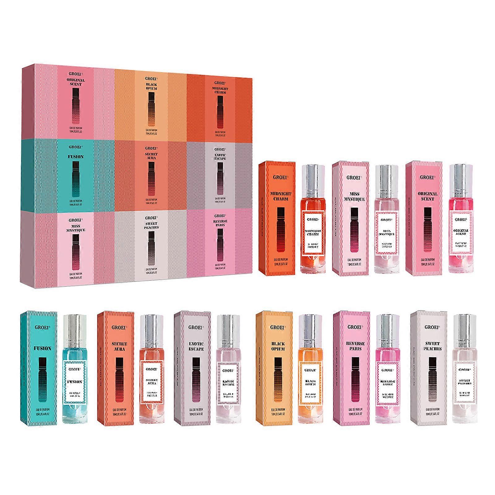 9Pcs/Box Enhanced Pheromone Perfumes for Women, Romantic Flowers-Scent Roll On Perfumes Set