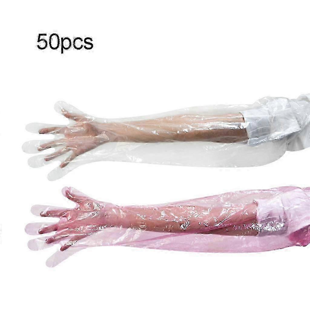 50pcs Veterinary Insemination Rectal Full Arm Long Gloves Disposable Mittens