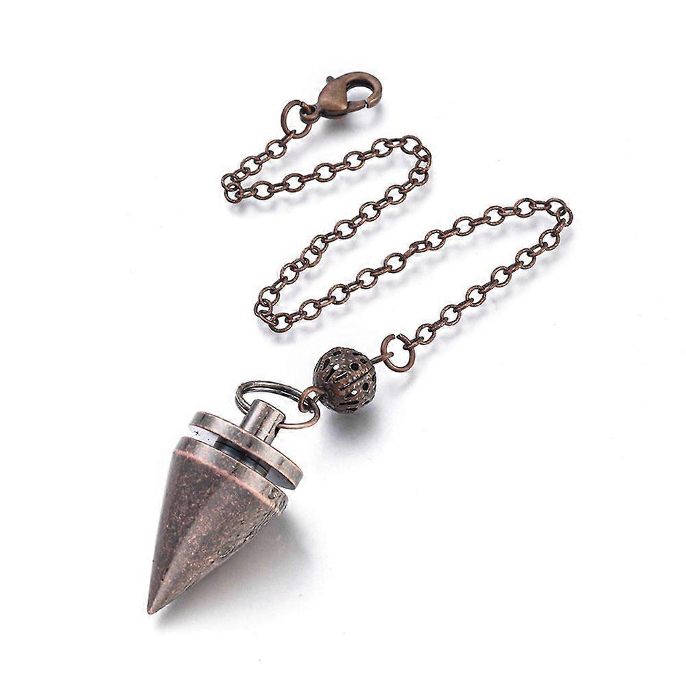 Brass Cone Dowsing Pendulums with Lobster Claw Clasps Red Copper 220x2.5mm