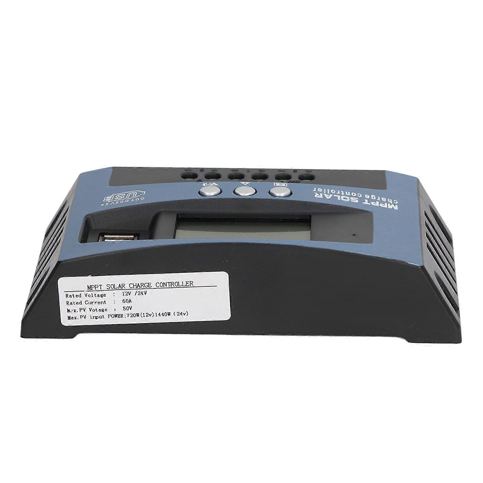 PV Controller with Duel Voltage Regulator LCD Multiple Protection MPPT Solar Panel Controller 12V 24V 60A