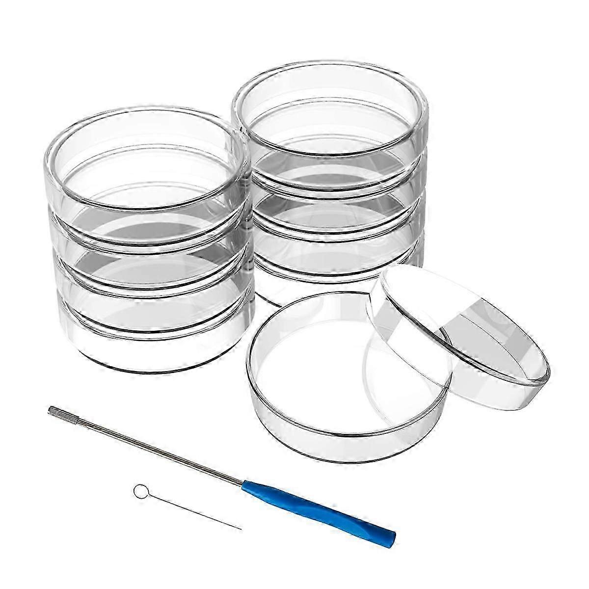 90 mm Glass Dishes, 10 Pcs Autoclavable Lab Plates with A Inoculation Loop, Autoclavable and Reusab