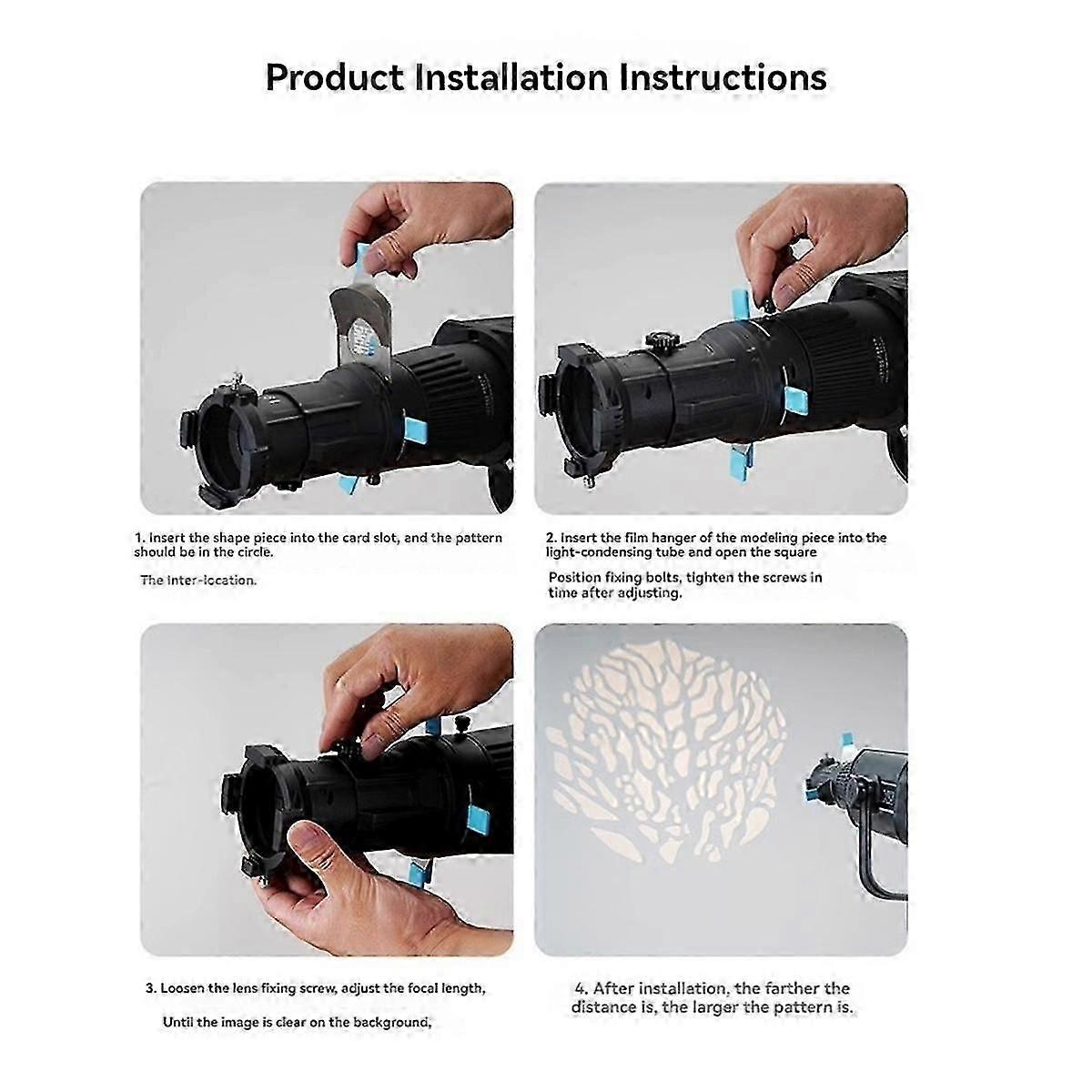 Focalize Snoot Photography Photo Condenser With Geometric Sheet Shapes Gobo Filter Gels For Photo Studio