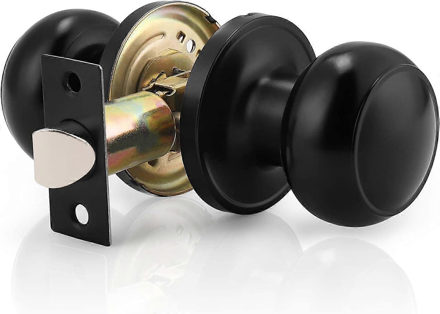 Round Passage Door Knob for Interior Use, Modern Style, Durable Metal, Easy Installation, Standard Size