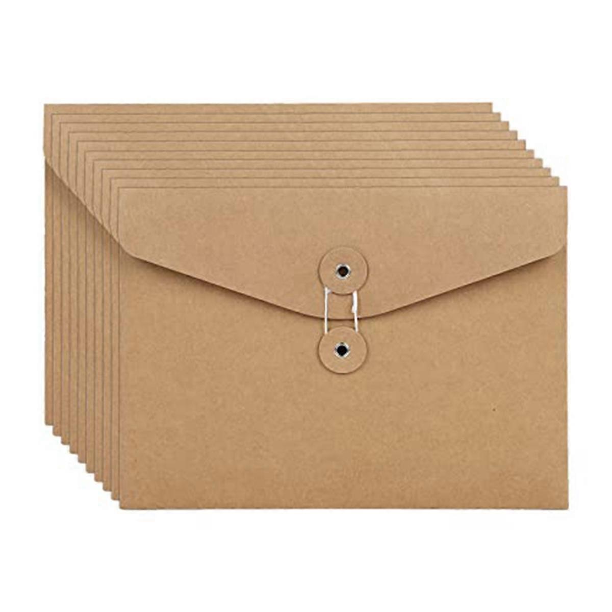 10Pcs Kraft String Envelope File Folders A5 Letter Size Document Organizer for Office School Brown