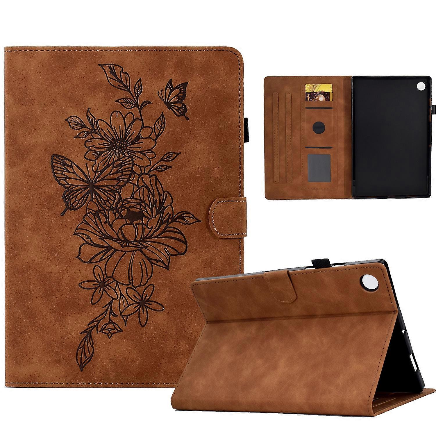 Peony Butterfly Embossed Leather Tablet Case For Huawei MatePad T 10 / T 10s / Honor Tablet Enjoy 2 / Pad X6 / Pad 6