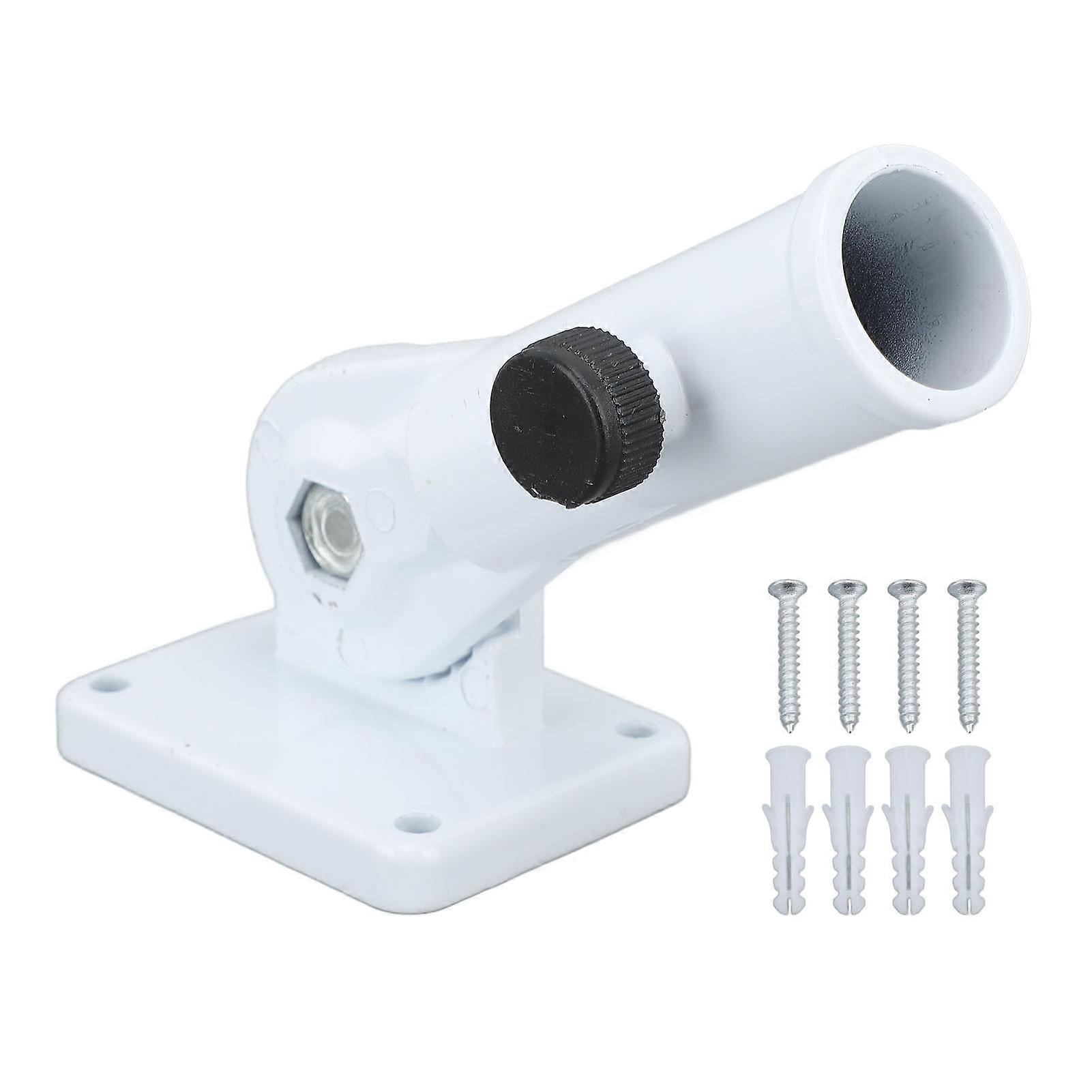 Flag Pole Holder Wall Mounted Flagpole Bracket 180 Degree Angle Adjustable Flag Mounting Bracket for Yard Roof Truck White