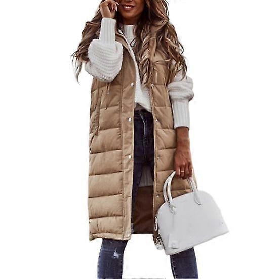 Chic Down Waistcoat Drawstring Cold Resistant Loose Women Warm Sleeveless Long Type
