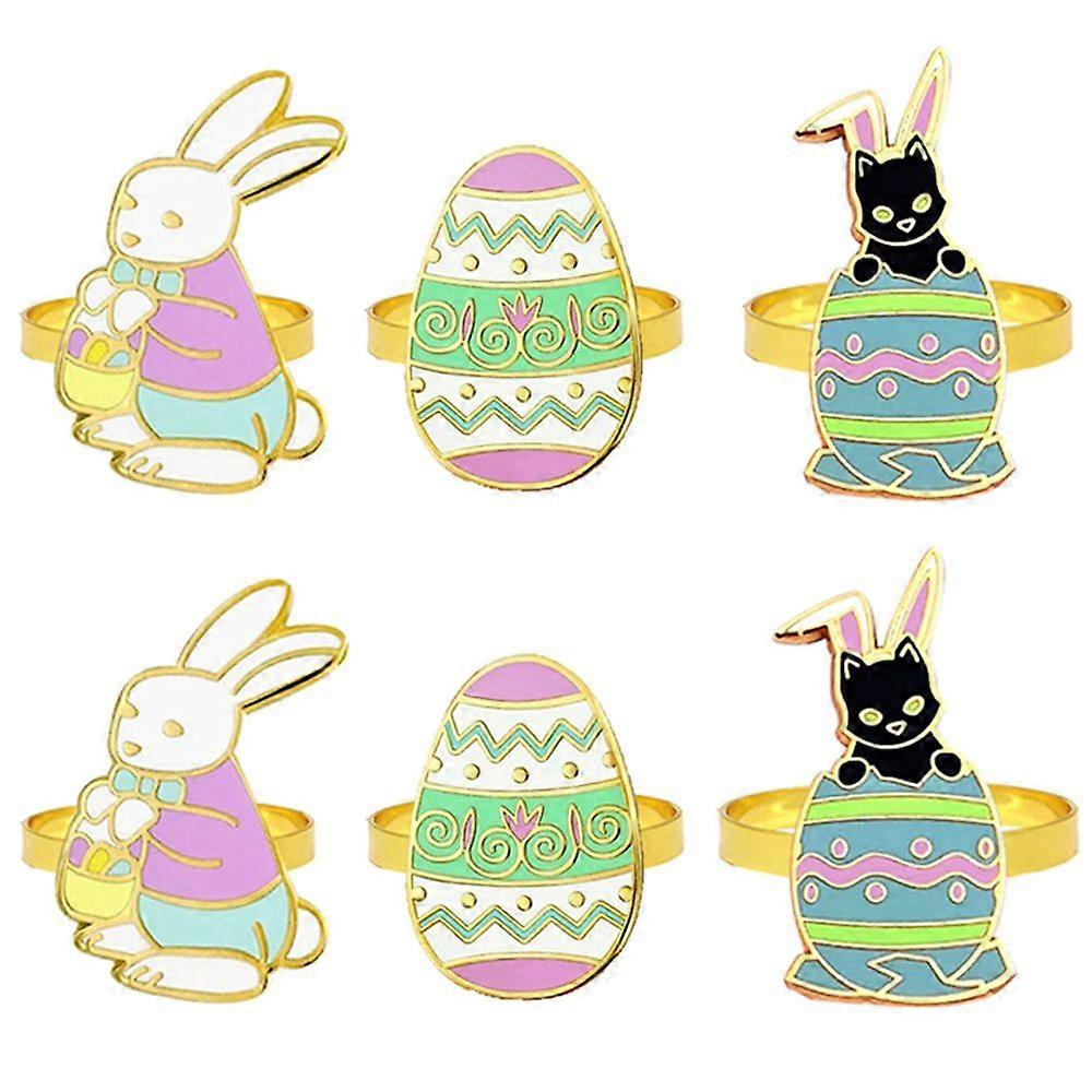 6pcs Easter Egg Rabbit Napkin buckle Cute Animal Easter Party Decoration Stuff