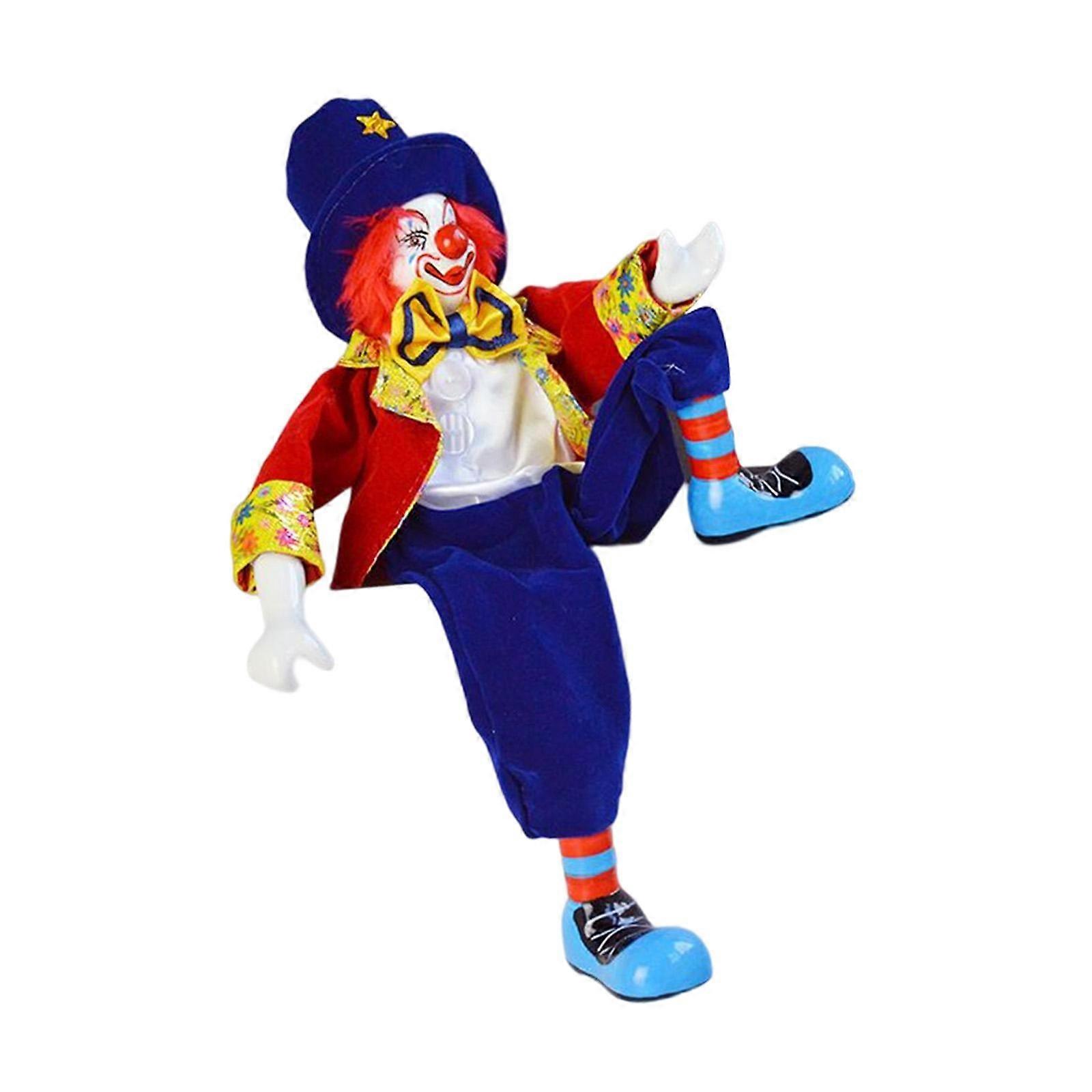 Clown Stuffed Doll Ornament Action Figure for Living Room Bookshelf Cafe