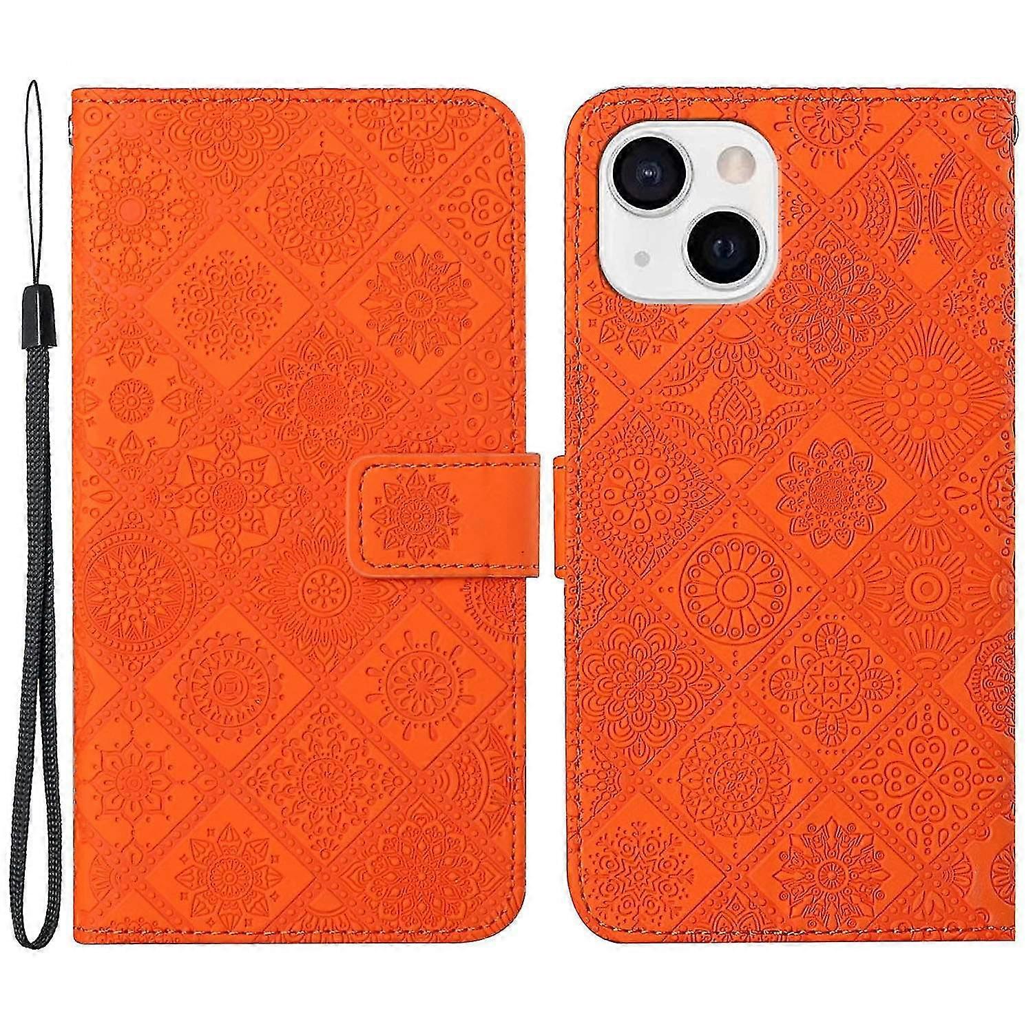 Leather Wallet Case For Iphone 15,imprinted Shockproof Phone Stand Cover