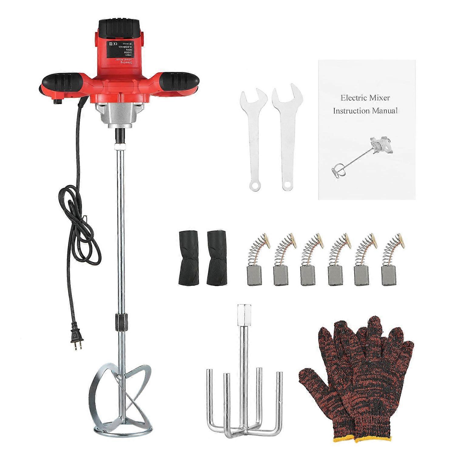 2100W Electric Mixer with 2 Mixing Rods 6 Carbon Brushes 6 Speeds Regulation Handheld Power Mixer fo