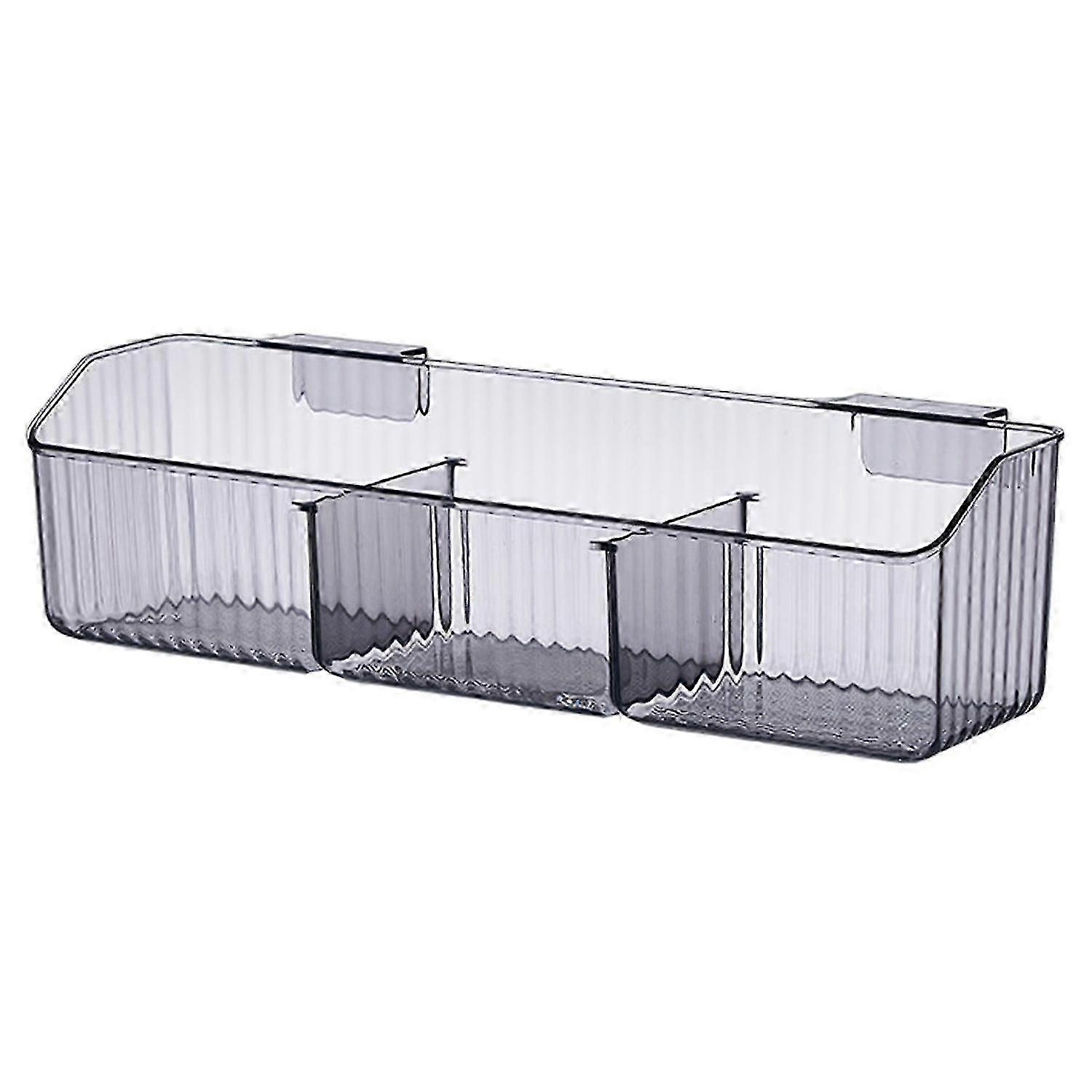 Wall Mounted Multi Compartments Storage Basket Onion Ginger Kitchen Organizer Transparent Opening St