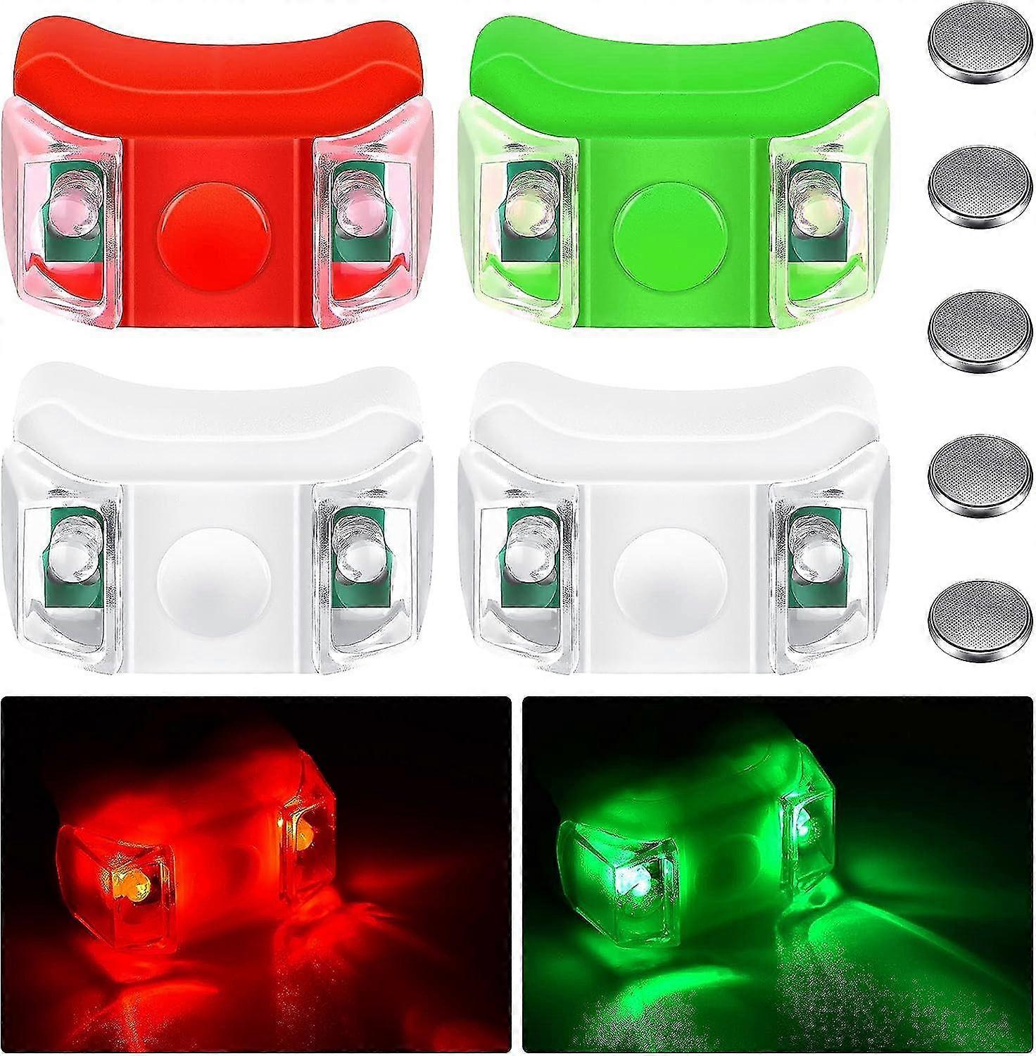 4 Pack LED Boat Navigation Bow Lights with 5 Button Batteries for Kayak Yacht Pontoon Motorboat