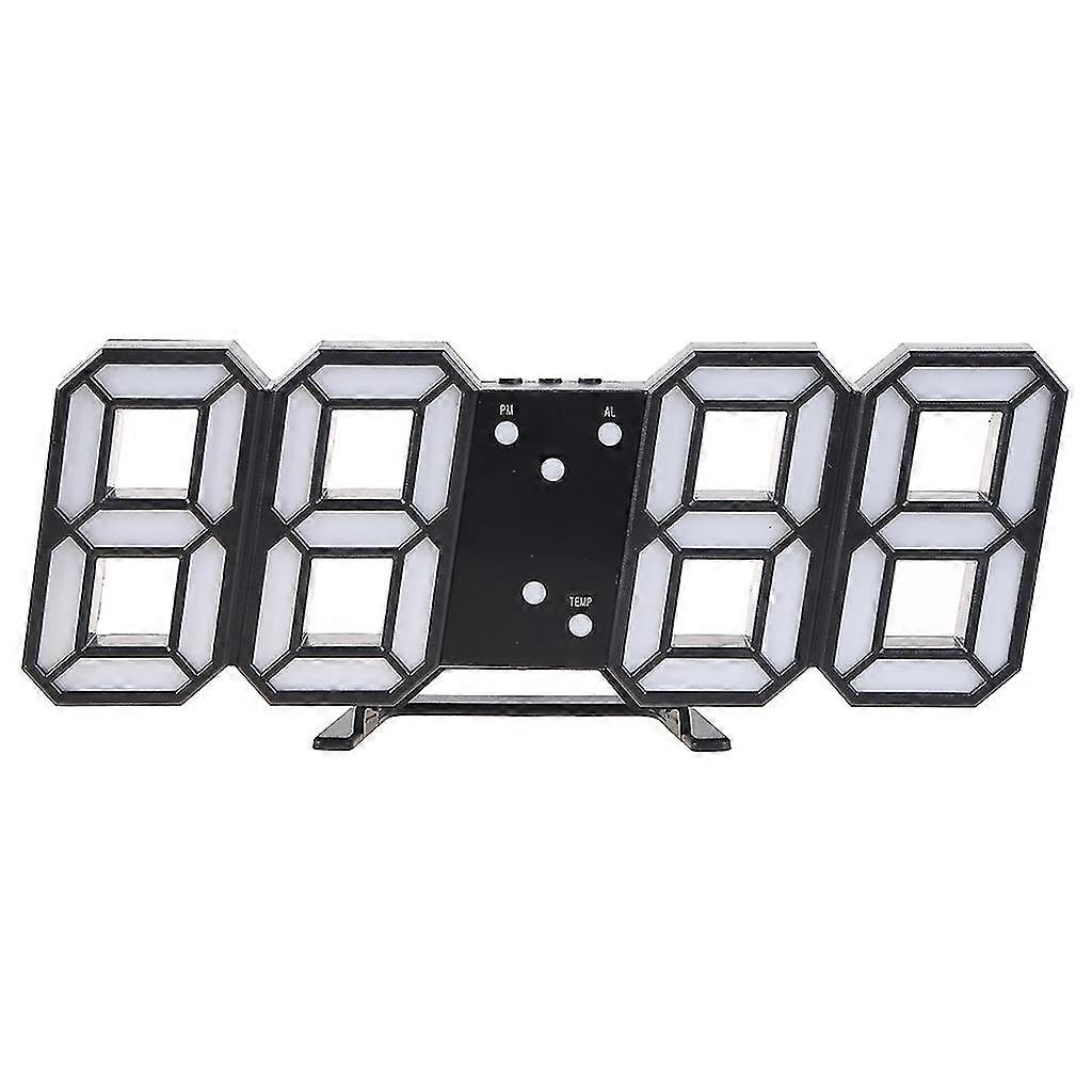 3D LED Digital Alarm Clock Glowing Night Mode Brightness Adjustable Electronic Wall Hanging Table Clock 24/12 Hour Display