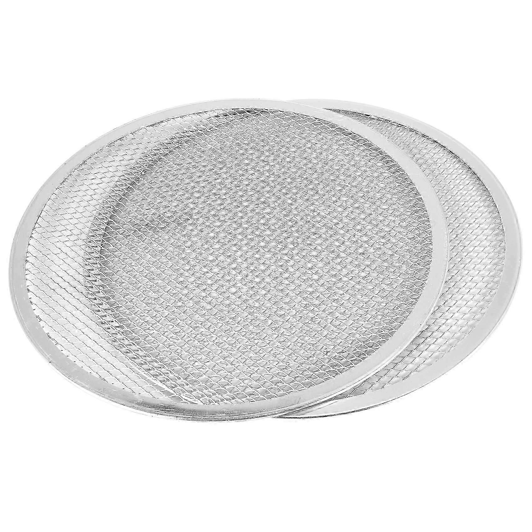 Pizzasieb, Pizzapfanne, Pizzapfanne für Ofen, Pizzablech, 12 Zoll nahtloser Rand Aluminium Antihaft-Pizzasieb (2 Stück) js