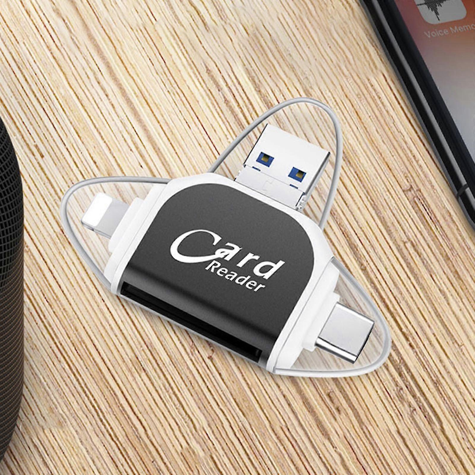 Multi-Port 4-in1 universele SD TF-kaartlezer, USB C SD TF-geheugenkaartlezer, USB C-hub Multiport-adapter, 100% nieuw