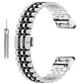 Für Fenix 7S / 6S / 5S Edelstahl 5 Perlen Uhrenarmband Ersatz Handgelenk mit Werkzeug B Stil B Garmin Fenix 7S Mehrfarbig