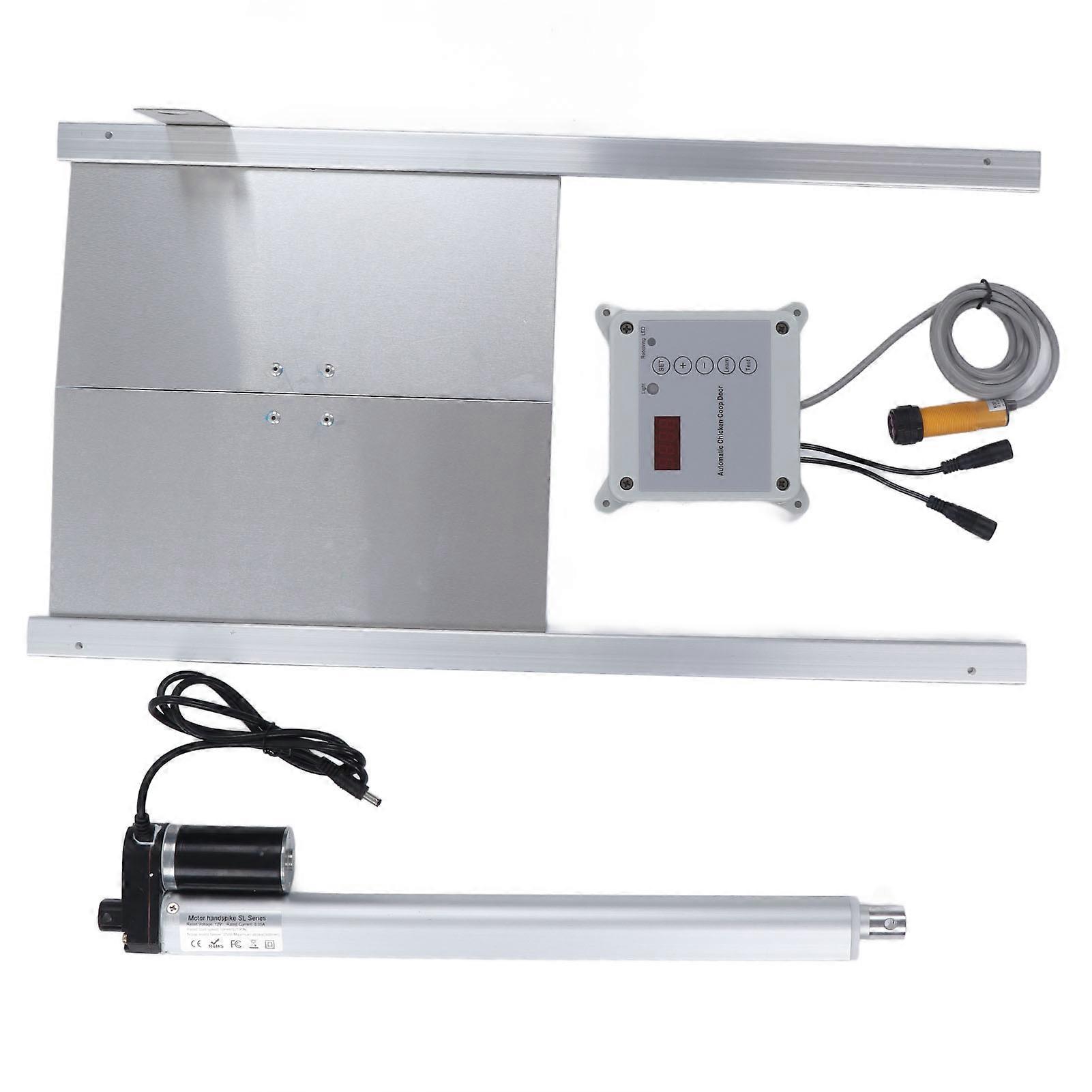 EU Plug 100-240V Timing Photosensitive Automatic Chicken Coop Door Opener with Remote Control Kit
